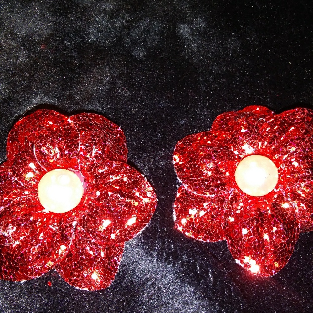 Glittery Flower Earrings